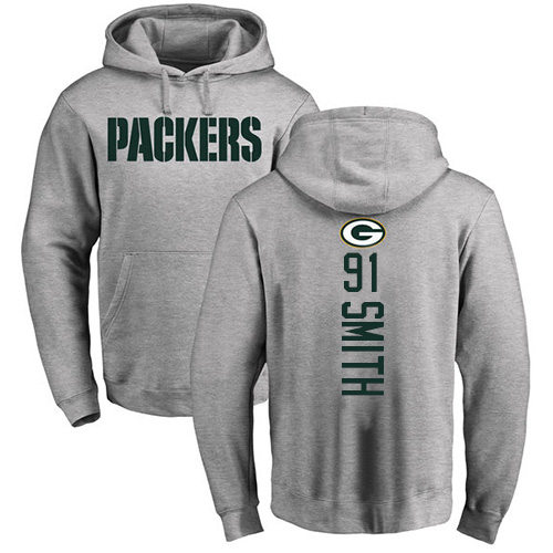 Men Green Bay Packers Ash #91 Smith Preston Backer Nike NFL Pullover Hoodie Sweatshirts->nfl t-shirts->Sports Accessory